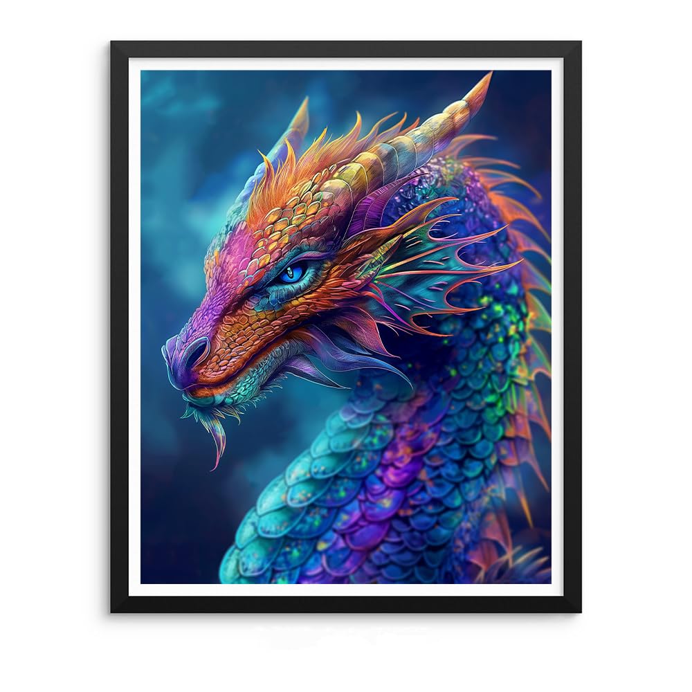 Natuyalo Paint by Numbers Kits for Adults Colorful Dragon Paint by Number for Adults Beginner Animal Drawing Paintwork with 3 Paintbrushes Acrylic Canvas Painting 16x20 Inch Natuyalo