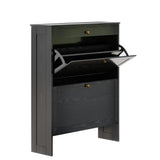 FTZxHKLX Black Narrow Shoe Storage Cabinet with 2 Flip Drawers,Freestanding Hidden Shoe Organizer for Entryway,Shoe Rack Closed Cabinet for Behind Door Entrance, Living Room, Apartment FTZxHKLX