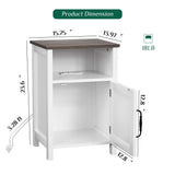 Ltysh Farmhouse Nightstand with Charging Station, Modern Bedside Table Set of 2 with Barn Door and Shelf, Rustic Sofa Side End Table Side Table, Dresser for Bedroom, Living Room (White,2) Ltysh