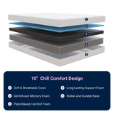 Avenco Queen Mattress, 10 Inch Queen Size Mattresses with Gel Memory Foam for Cool Night & Pressure Relief, Colchones 10 Inch Medium Plush Feel with Motion Isolating Avenco