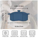 FUN ELEMENTS Lace Emboss Casserole Dish with Lid, 2 Quart Oven to Table Ceramic Round Serving Dish with Handles for Dinner and Party, Thanksgiving Christmas Gifts(Grayish Blue) FE FUN ELEMENTS