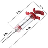 Meat Injector Syringe - 3 Marinade Injector Needles for BBQ Grill, Premium Portable Turkey Injector kit for Smoker,Marinades Injector for Meats With 1oz Large Capacity 1 Brush Easy to Use & Clean Red Kingsmile