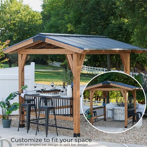 Backyard Discovery Granada Grill Gazebo Pavilion w/Outdoor Bar, 80" Grill Space, Hard Top Steel Metal Roof, Wind Resistant - 100 mph, Supports 4,700 Backyard Discovery