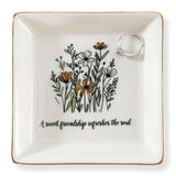 VINCOMIC Friendship Christmas Gifts for Women Friends, Ring Trinket Dish, Jewelry Tray-A Sweet Friendship Refreshes the Soul, Ceramic White VINCOMIC