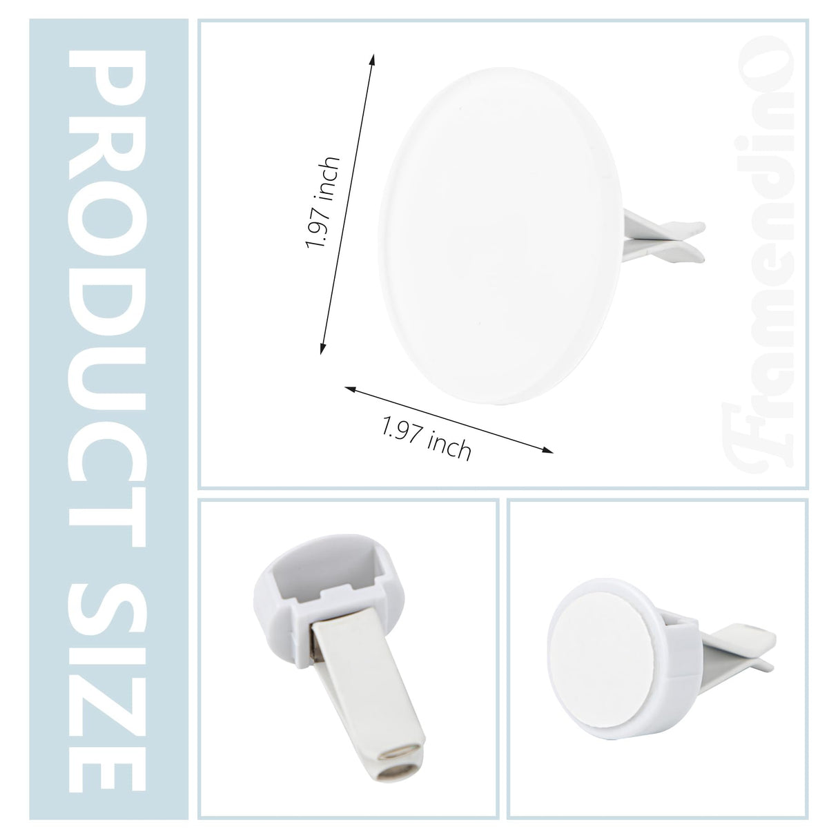 Framendino, 4 Pack Sublimation Blank Car Air Vent Clips Heat Transfer Car Outlet Perfume Clip Auto Diffuser Vent Clip Car Scent Diffuser Clip Car Exhaust Outlet Accessories Round Framendino