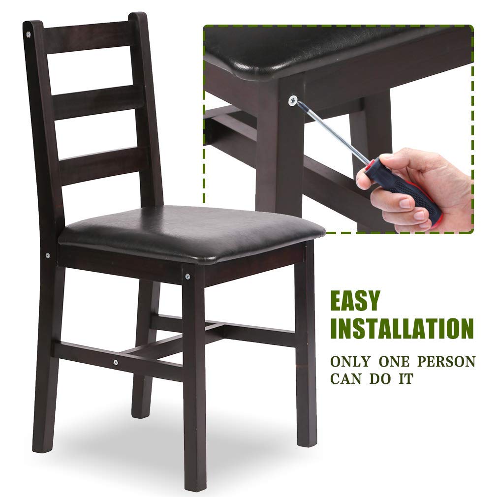 FDW Kitchen Table and Chairs for 4 Dining Room Table Set,Wood Elegant Kitchen Sets for Small Space,Dark Brown FDW