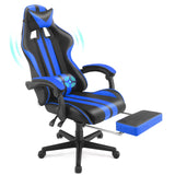 Ferghana Gaming Chairs with Footrest,Computer Game Chair,Massage Gaming Chairs,Christmas,Xmas Gift,PC Gaming Chairs for Adults Teens for Gaming Live Streaming Room(Navy Blue,Racing Version) Ferghana