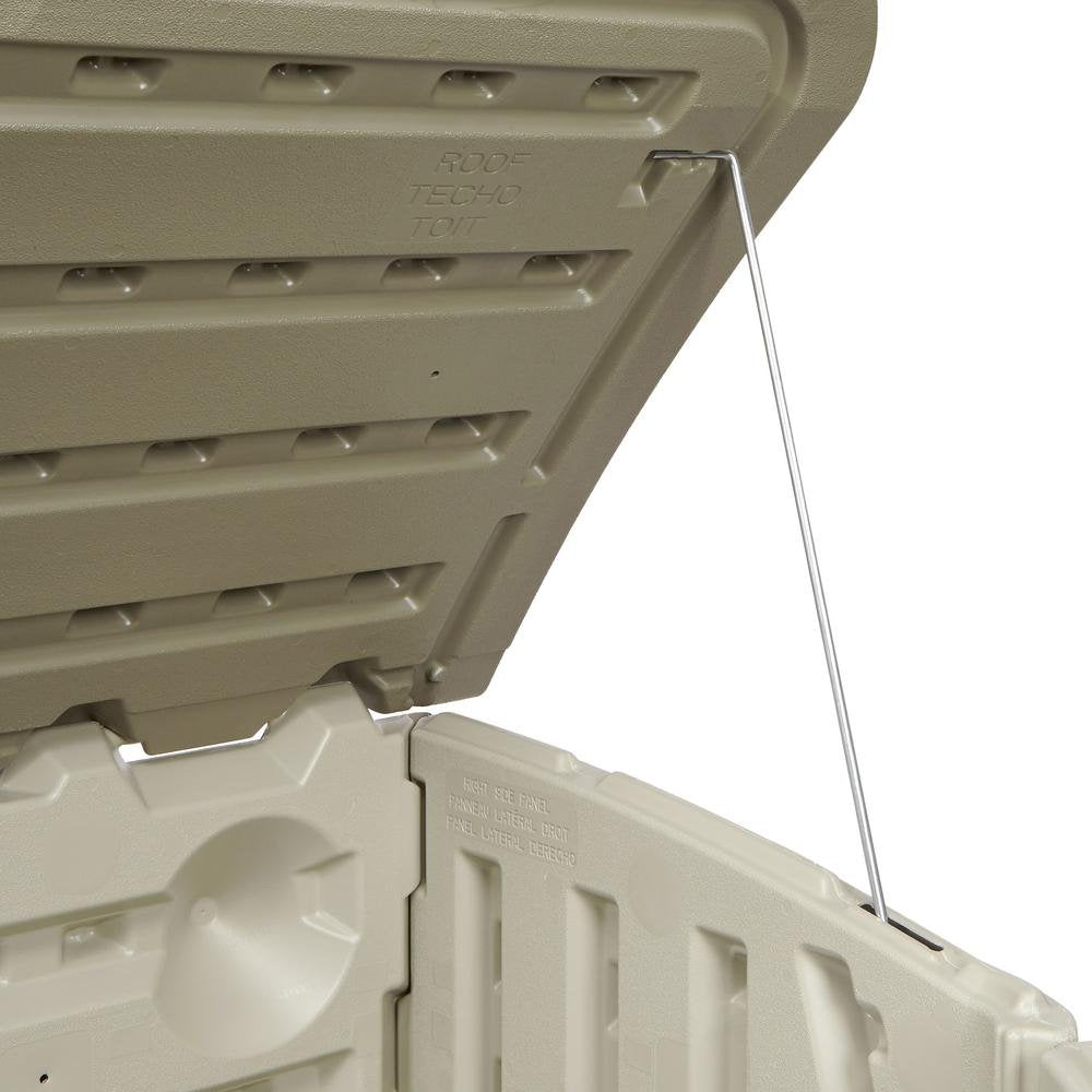 Rubbermaid Large Horizontal Resin Outdoor Storage Shed With Floor (5 x 4 Ft) Weather Resistant, Beige/Brown, Organization for Home/Backyard/Pool Chemicals/Toys/Garden Tools/Porch/Patio Cushions Rubbermaid