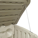 Rubbermaid Large Horizontal Resin Outdoor Storage Shed With Floor (5 x 4 Ft) Weather Resistant, Beige/Brown, Organization for Home/Backyard/Pool Chemicals/Toys/Garden Tools/Porch/Patio Cushions Rubbermaid