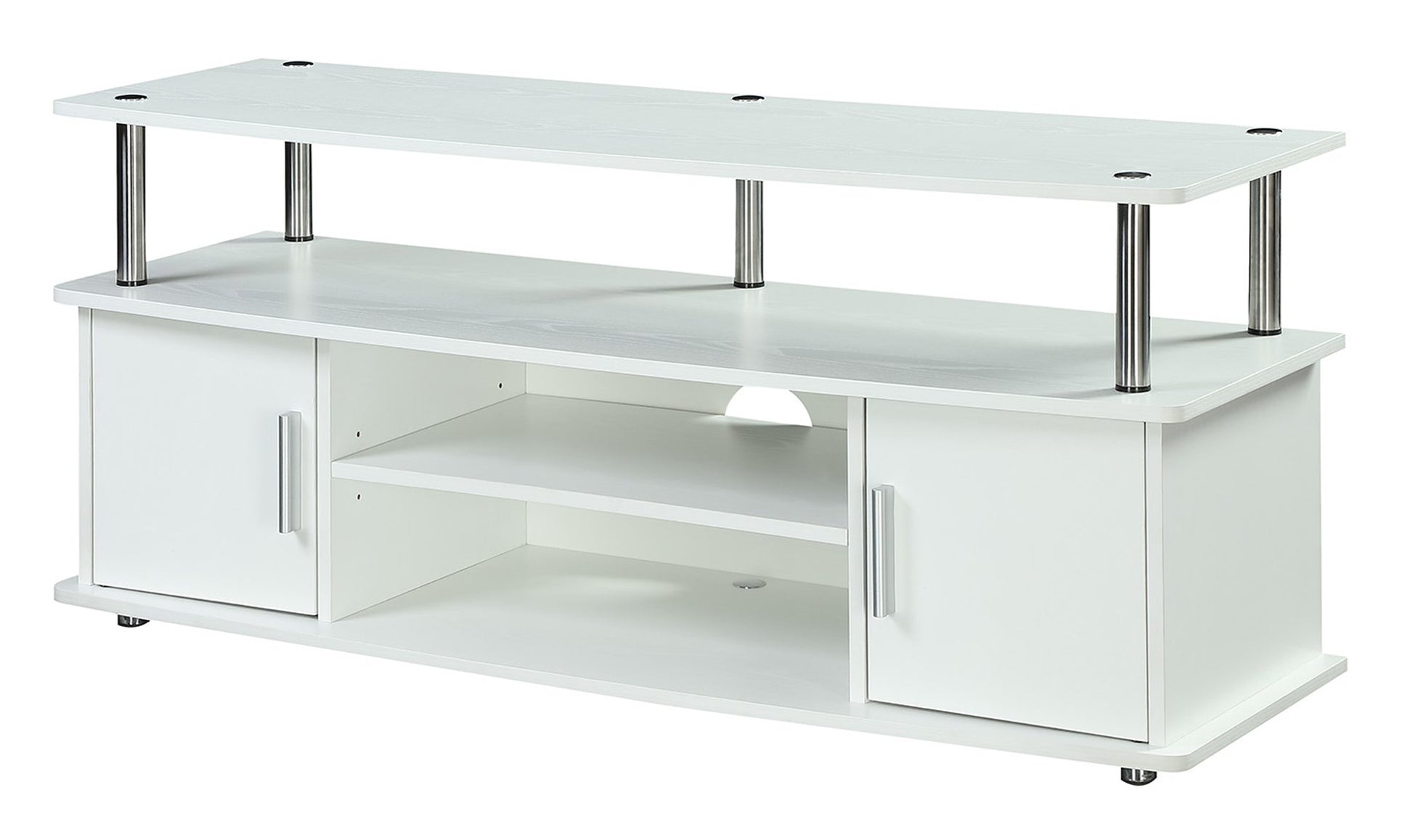 Convenience Concepts Designs2Go Monterey TV Stand with Cabinets and Shelves Home_Furniture_and_Decor, 47.25"L x 15.75"W x 21.25"H, White - WoodArtSupply