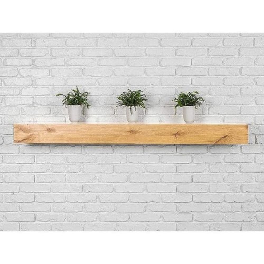 MANTELSDIRECT 60 Inch Floating Fireplace Mantel Wood Shelf in Unfinished - Austin from Mantels Direct | Wooden Rustic Wall Shelf Perfect for Décor and Electric Fireplaces