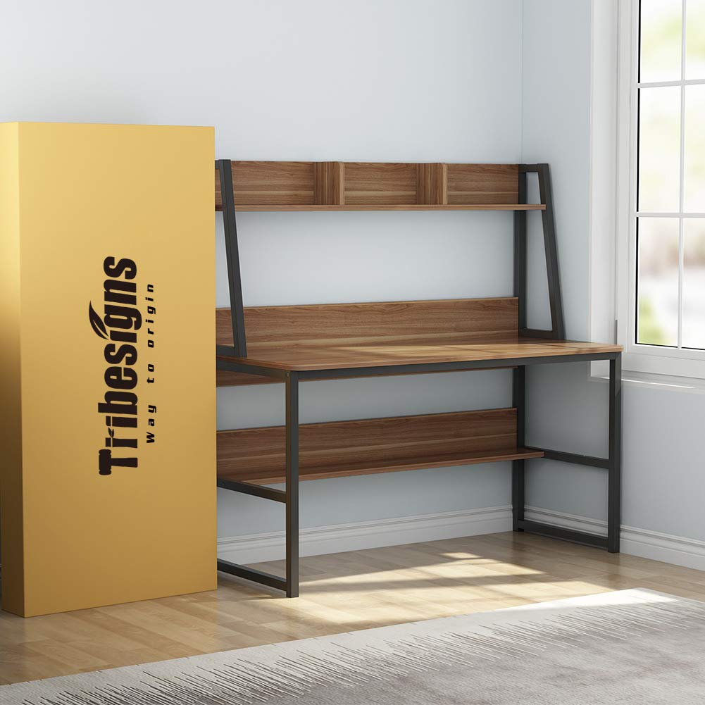 Tribesigns 47-Inch Computer Desk with Hutch and Bookshelf - Space-Saving Home Office Solution - WoodArtSupply