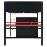 Harper & Bright Designs Gaming Bed, Full Size Gaming Loft Bed with Height-Adjustable Desk, Wardrobe, Ample Storage Space and RGB Light, Red Harper & Bright Designs