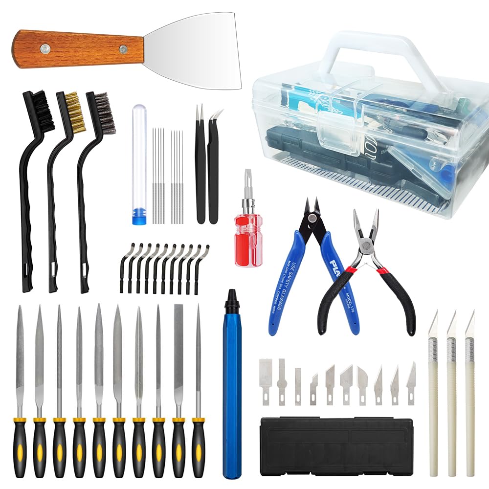 54 PCS 3D Printer Tool Kit, 3D Printer Accessories Kit for Cleaning, Removal Finishing Cutting, Include Metal Deburring Tool, Removal Tools, Nozzle Cleaning Kit and More, for Bambu Lab, Ender 3, Kobra Mintion