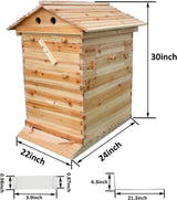 Flows Bee Hives and Supplies Starter Kit, Automatic Wooden Bee Hive House Kits Beehive Boxes with 7 Pcs Comb Honey Frames for Beginning Professional Beekeepers LWestine