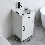 ALBAD 16-Inch Modern Bathroom Vanity with Sink, Small Bathroom Vanity Set with Storage, Freestanding Compact Space Bathroom Cabinet, Single Sink Cabinet with Adjustable Shelf (White) ALBAD