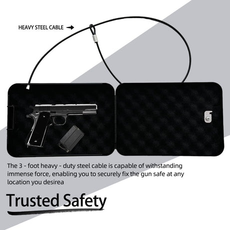 Pistol, portable travel firearm safe, pistol lockbox, car firearm safe with key lock, black Generic