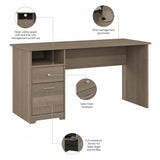 Bush Furniture Cabot 60W Office Desks for Home Office with Storage and Chrome Hardware | Elegant Computer Table with Drawers, Ash Gray Bush Business Furniture