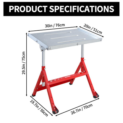 KODOM Steel Welding Table 30"x20", 400Lbs Load Capacity Welding Workbench Table, Folding Work Bench with Three 1.1'' Tabletop Slots, Adjustable Height&Angle, Retractable Guide Rails - WoodArtSupply