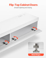 VEVOR Floating TV Stand, 71 in Wall Mount Entertainment Center with Power Outlet & LED Lights, Modern Floating TV Shelf with 2 Drawers & Storage Cabinet for DVD Player, Cable Box, Game Console, White VEVOR