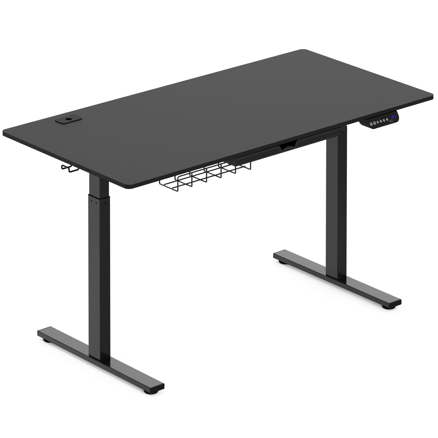 SHW 55-Inch Large Electric Height Adjustable Standing Desk, 55 x 28 Inches, Black - WoodArtSupply