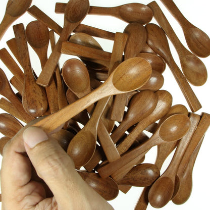 NUTTA - Small Wooden Spoons For Cooking, Condiments Honey Seasonings Pepper Sugar Salt Tea Coffee Ice-cream (10 Pieces)