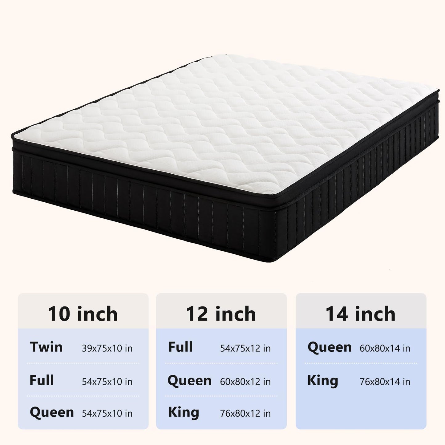 Queen Mattress 12 Inch Hybrid Mattress Queen with Memory Foam - Mattress in a Box with Individual Pocket Spring - Medium Firm Mattress Sleep Support Pressure Relief CertiPUR-US Certified 12 Inch Queen