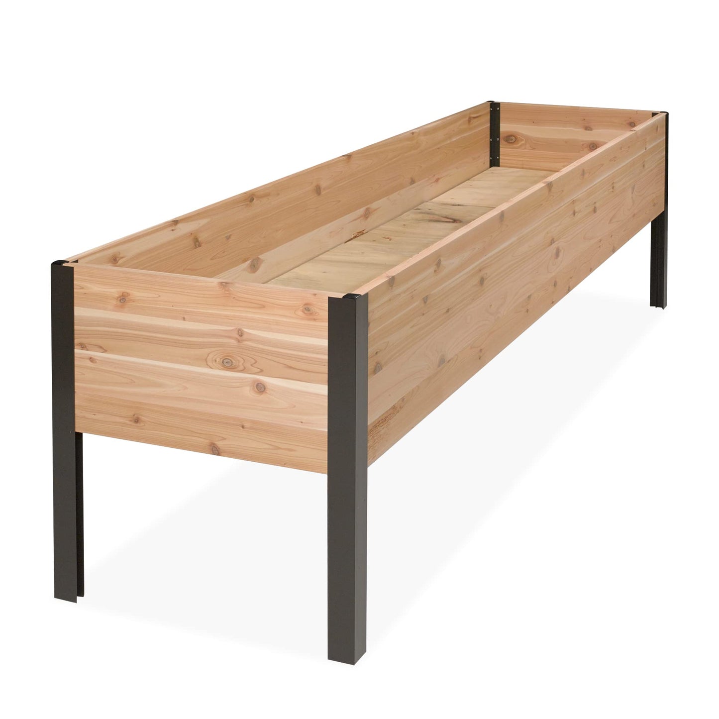 Gardener's Supply Company Raised Garden Bed Elevated Cedar Planter Box | 2' x 8' Heavy Duty Standing Planter for Outdoor Plant Vegetables Flowers Perfect for Patio, Lawn & Backyard