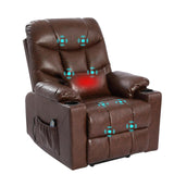 OQQOEE Power Lift Recliner Chair, Electric Recliners Chair for Elderly, PU Leather Massage Chair with Heat, Ergonomic Single Lounge Sofa Home w/Cup Holder, Theater Seating with 2 Pockets/USB OQQOEE