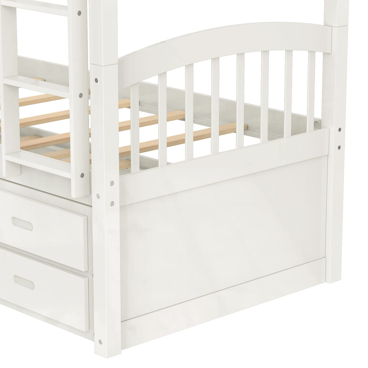 Harper & Bright Designs Twin Over Twin Bunk Bed with Storage Drawers, Solid Wood Bunk Bed Frame with Trundle, for Kids, Teens, Adults (White) Harper & Bright Designs