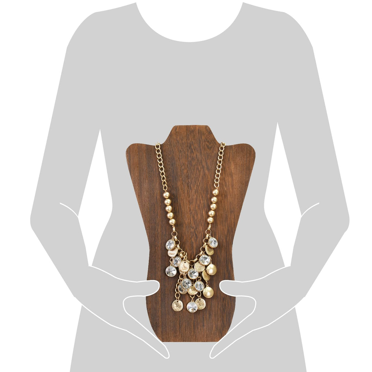 MOOCA Foldable Wooden Easel Necklace Display for Larger Necklaces, Portable Jewelry Organizer with Curved Top Design, Brown Color MOOCA