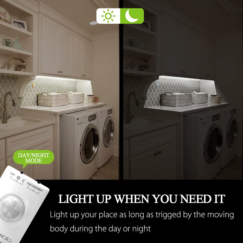 KOLANDY Motion Sensor LED Light Strip - Under Cabinet & Indoor Closet Lights, 6.56ft, 6000K KOLANDY