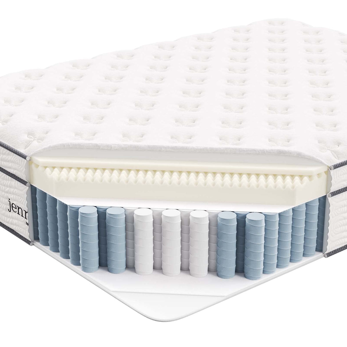 Modway Jenna 14” Innerspring and Memory Foam Queen Mattress With Individually Encased Coils, White Modway