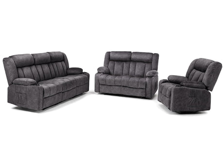 COMHOMA Manual Recliner Chair Set，Fabric Reclining Sofa Chair with Cup Holders, Upholstered Recliner with Side Pockets Suitable for Living Room Furniture (3+2+1) COMHOMA
