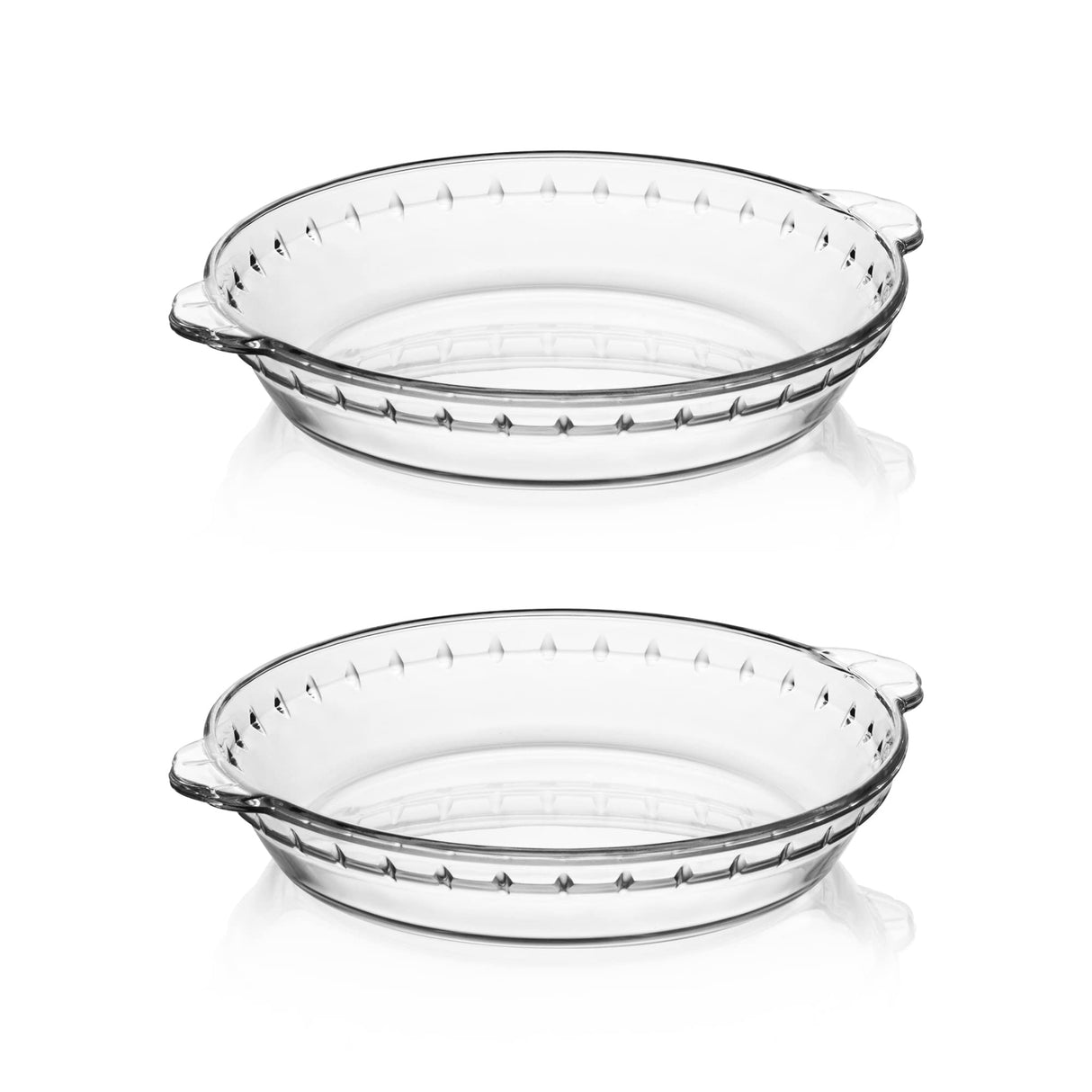 Sweejar Glass Pie Pan for Baking(2 pack), 7.5 Inches Round Baking Dish for Dinner, Non-Stick Pie Plate with Soft Wave Edge for Apple Pie, Pumpkin Pie, Pot Pies Sweejar