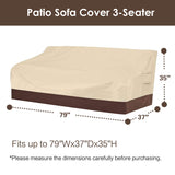 Vailge Heavy Duty Patio Sofa Cover, 100% Waterproof 3-Seater Outdoor Sofa Cover,Lawn Patio Furniture Covers with Air Vent and Handle,79" Wx 37" Dx 35" H,Beige&Brown Vailge