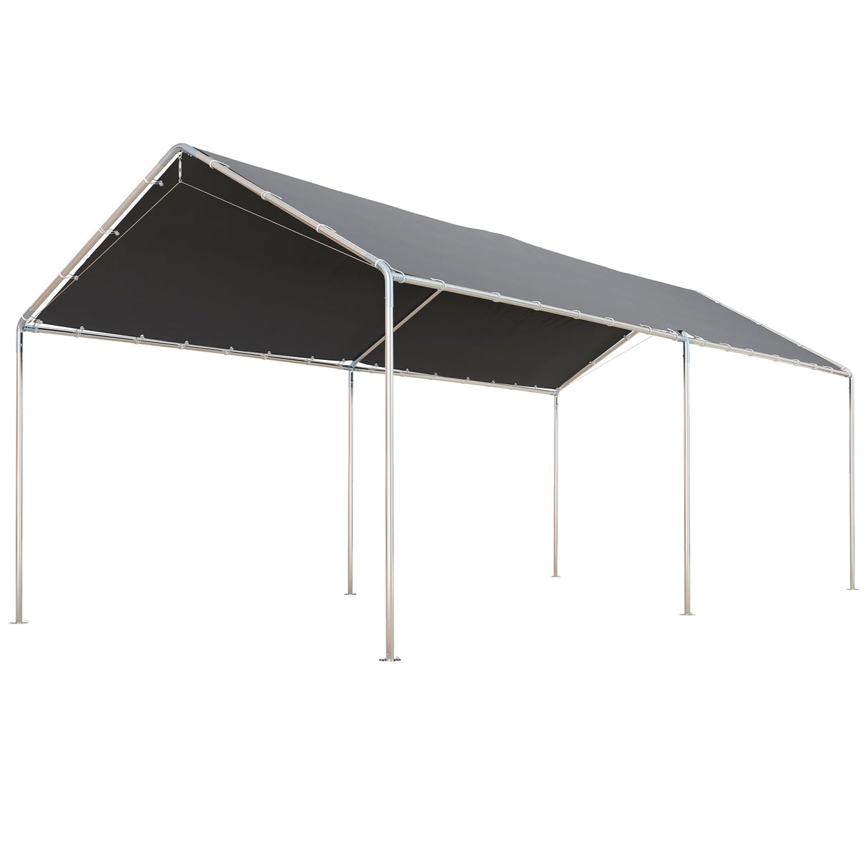 Outsunny 10'x20' Carport Heavy Duty Galvanized Car Canopy with Included Anchor Kit, 3 Reinforced Steel Cables, Grey Outsunny
