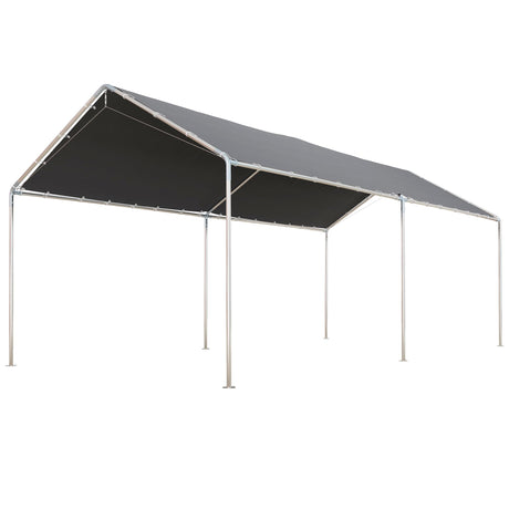 Outsunny 10'x20' Carport Heavy Duty Galvanized Car Canopy with Included Anchor Kit, 3 Reinforced Steel Cables, Grey Outsunny