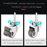 Stem Caster Wheels with 5/16" x 1-1/2" (8 x 38mm) Stem Sockets TPR Replacement Castors Swivel Casters for Carts, Furniture, Dolly, Workbench (2.0 inch Without Brakes) YEWEKE