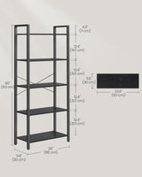 VASAGLE Industrial 5-Tier Bookshelf with Steel Frame in Ebony Black VASAGLE