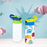 XccMe Sublimation Sippy Cup,12oz Stainless Steel Toddler Water Bottle,Double Wall Vacuum Insulated Sippy Tumbler with Handle Spill Proof and Shrink Films,Children Thermos XccMe