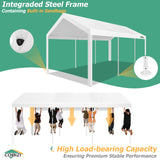 COBIZI 10x20ft Party Tent Heavy Duty, Wedding Tent, Event Tent for Parties, Carpas para Fiestas with 4 Removable Sidewalls, 10x20 Tent with Built-in Sandbag, UV50+, Waterproof, Carport, White COBIZI