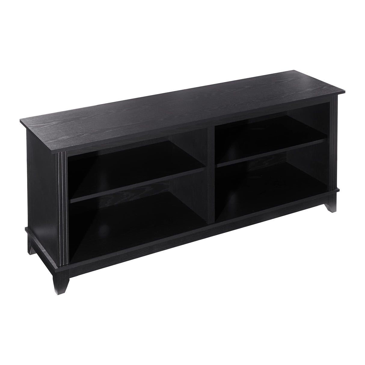 ROCKPOINT 58inch TV Stand Media Console for TV’s up to 65 Inches, Home Living Room Storage Console, Entertainment Center with 4 Open Storage Shelves, Modern TV Console Table (Black) ROCKPOINT