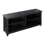 ROCKPOINT 58inch TV Stand Media Console for TV’s up to 65 Inches, Home Living Room Storage Console, Entertainment Center with 4 Open Storage Shelves, Modern TV Console Table (Black) ROCKPOINT
