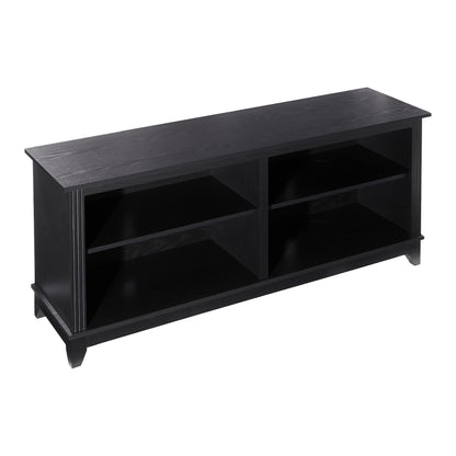 ROCKPOINT 58inch TV Stand Media Console for TV’s up to 65 Inches, Home Living Room Storage Console, Entertainment Center with 4 Open Storage Shelves, Modern TV Console Table (Black) - WoodArtSupply