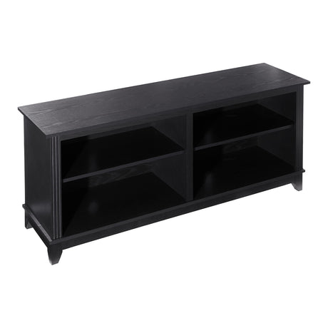 ROCKPOINT 58inch TV Stand Media Console for TV’s up to 65 Inches, Home Living Room Storage Console, Entertainment Center with 4 Open Storage Shelves, Modern TV Console Table (Black) ROCKPOINT