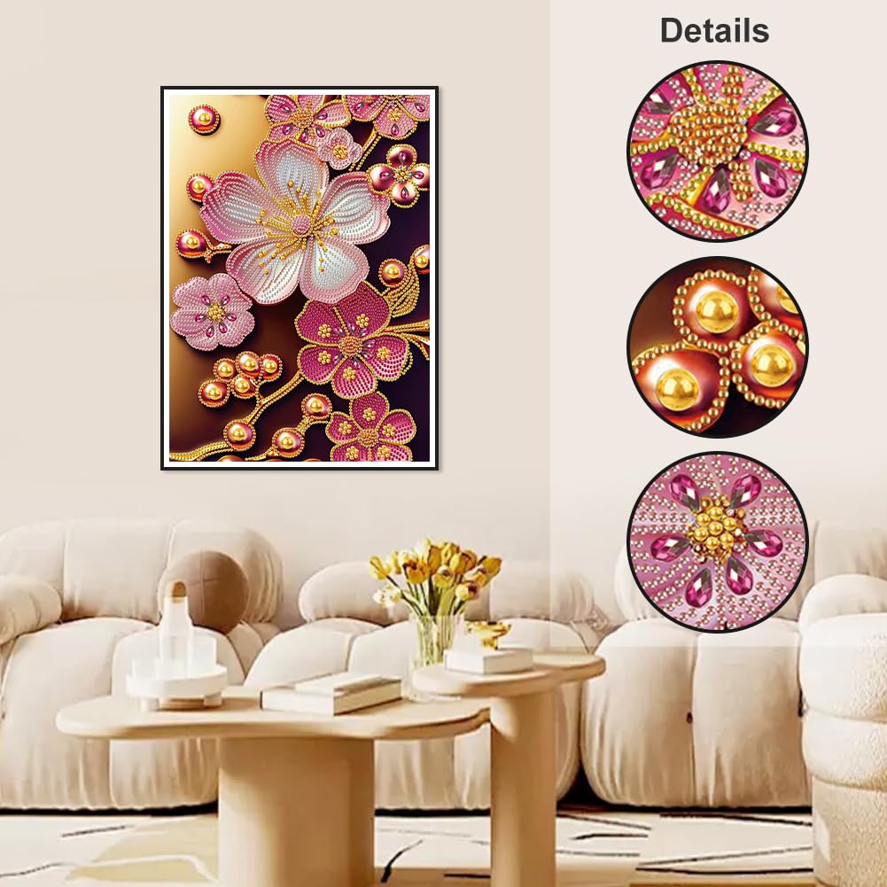 WSLWXSHM 5D Special Shape Diamond Art Kits for Beginners, Diamond Painting Kits for Adults, Crystal Rhinestones Diamond Painting for Home Wall Decoration Gift 12×16inch/30×40cm, Flower WSLWXSHM