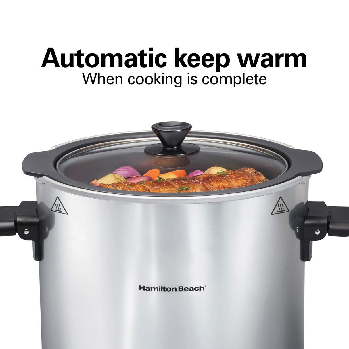 Hamilton Beach Sear & Cook Stock Pot Slow Cooker with Stovetop Safe Crock, Large 10 Quart Capacity, Programmable, Silver (33196) Hamilton Beach