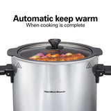 Hamilton Beach Sear & Cook Stock Pot Slow Cooker with Stovetop Safe Crock, Large 10 Quart Capacity, Programmable, Silver (33196) Hamilton Beach