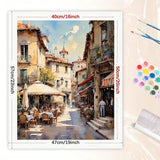 Cityscape Paint by Numbers Kit for Adults - DIY Sunny Café Street Scene Painting on Canvas 16x20 Inches, Acrylic Paint Set, Suitable for Beginners, Travel Art for Home Decoration or Gifts DecorFriday